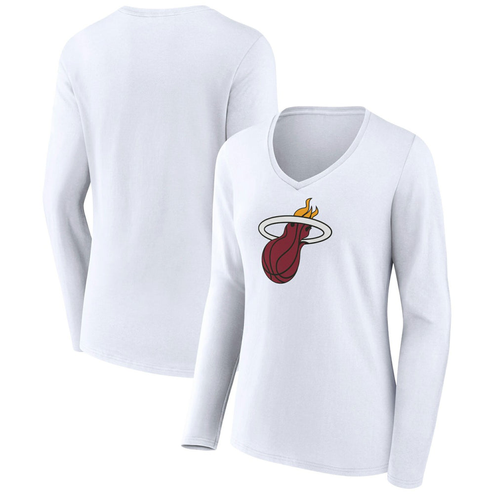 Miami Heat Women's Logo Long Sleeve V-Neck T-Shirt White outlet