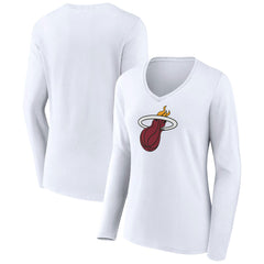 Miami Heat Women's Logo Long Sleeve V-Neck T-Shirt White outlet
