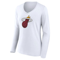 Miami Heat Women's Logo Long Sleeve V-Neck T-Shirt White outlet