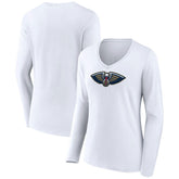 New Orleans Pelicans Women's Logo Long Sleeve V-Neck T-Shirt White outlet