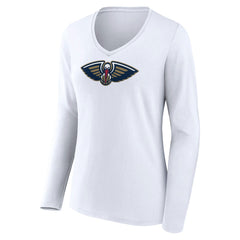New Orleans Pelicans Women's Logo Long Sleeve V-Neck T-Shirt White outlet