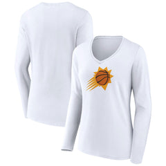 Phoenix Suns Women's Logo Long Sleeve V-Neck T-Shirt White outlet