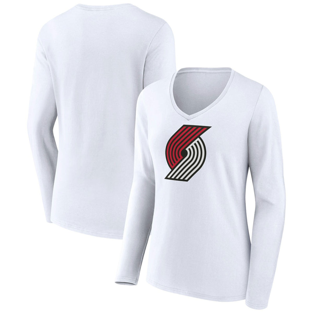 Portland Trail Blazers Women's Logo Long Sleeve V-Neck T-Shirt White outlet
