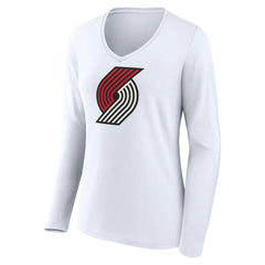 Portland Trail Blazers Women's Logo Long Sleeve V-Neck T-Shirt White outlet