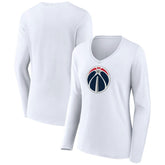 Washington Wizards Women's Logo Long Sleeve V-Neck T-Shirt White