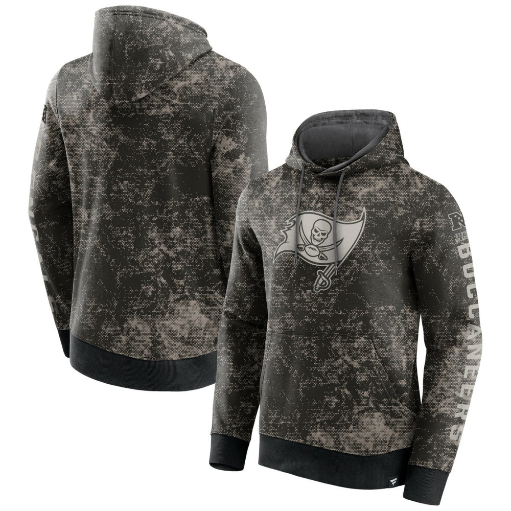 Tampa Bay Buccaneers Blackout Tonal Pullover Hoodie - Black/Gray Hoodies