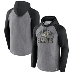 New Orleans Saints Favorite Arch Raglan Pullover Hoodie - Heather Gray Hoodies
