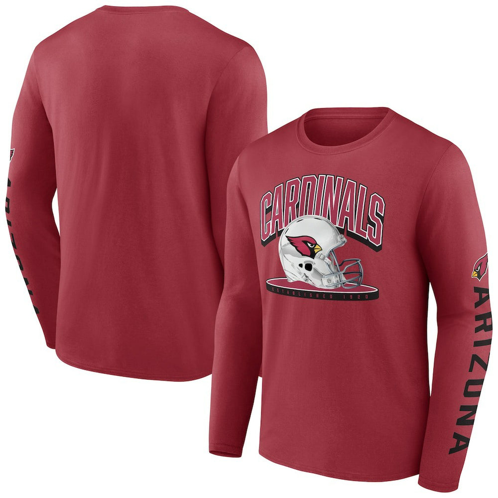 Arizona Cardinals Helmet Platform Long Sleeve T-Shirt - Cardinal T-shirts