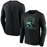 New York Jets Helmet Platform Long Sleeve T-Shirt - Black T-shirts