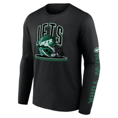 New York Jets Helmet Platform Long Sleeve T-Shirt - Black T-shirts