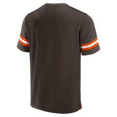Cleveland Browns Jersey Tackle V-Neck T-Shirt - Brown T-shirts