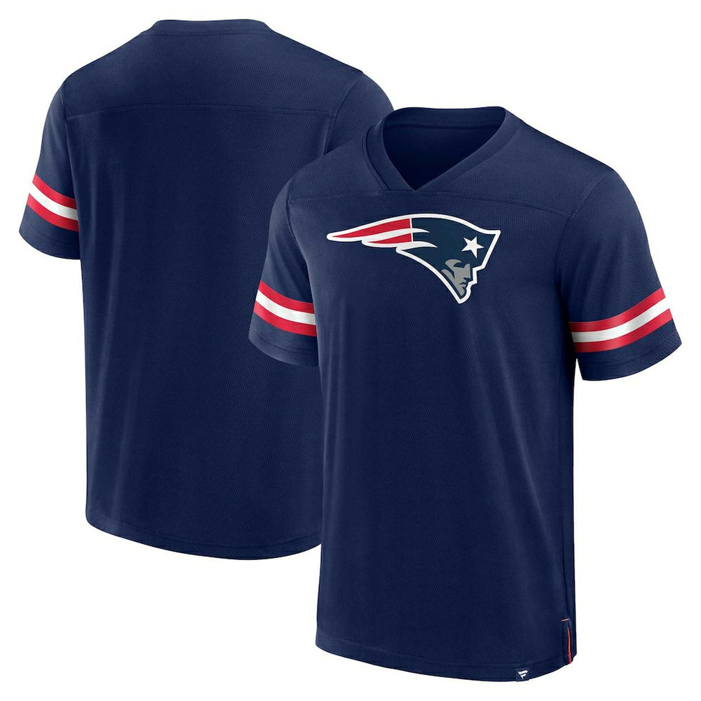 New England Patriots Jersey Tackle V-Neck T-Shirt - Navy T-shirts