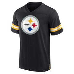 Pittsburgh Steelers Jersey Tackle V-Neck T-Shirt - Black T-shirts