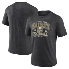 New Orleans Saints Retro Tri-Blend T-Shirt - Heather Charcoal T-shirts