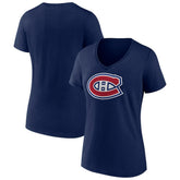 Montreal Canadiens Women's Team Logo V-Neck T-Shirt - Navy | US 5086551