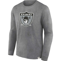 Las Vegas Raiders Washed Primary Long Sleeve T-Shirt - Heather Charcoal T-shirts