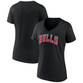Chicago Bulls Women's Wordmark V-Neck T-Shirt Black