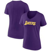 Los Angeles Lakers Women's Wordmark V-Neck T-Shirt Purple outlet
