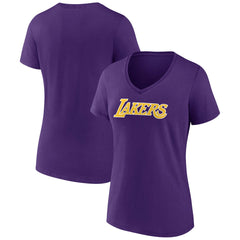 Los Angeles Lakers Women's Wordmark V-Neck T-Shirt Purple outlet