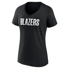 Portland Trail Blazers Women's Wordmark V-Neck T-Shirt Black