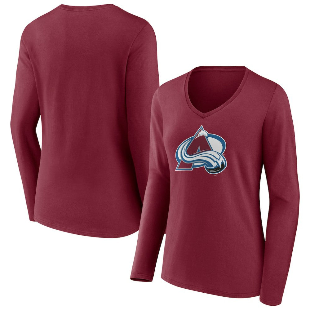 Colorado Avalanche Women's Team Logo Long Sleeve V-Neck T-Shirt - Burgundy | US 5088122