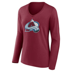 Colorado Avalanche Women's Team Logo Long Sleeve V-Neck T-Shirt - Burgundy | US 5088122