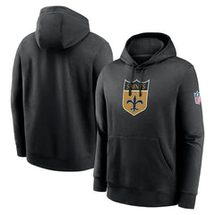 New Orleans Saints 2023 Sideline Club Alternate Tri-Blend Pullover Hoodie - Black Hoodies