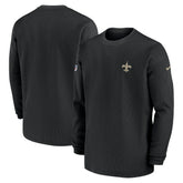 New Orleans Saints 2023 Sideline Throwback Heavy Brushed Waffle Long Sleeve Top - Black Tops