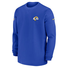 Los Angeles Rams 2023 Sideline Throwback Heavy Brushed Waffle Long Sleeve Top - Royal Tops