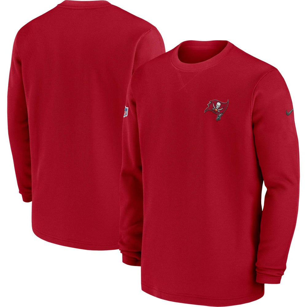 Tampa Bay Buccaneers 2023 Sideline Throwback Heavy Brushed Waffle Long Sleeve Top - Red Tops