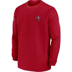 Tampa Bay Buccaneers 2023 Sideline Throwback Heavy Brushed Waffle Long Sleeve Top - Red Tops