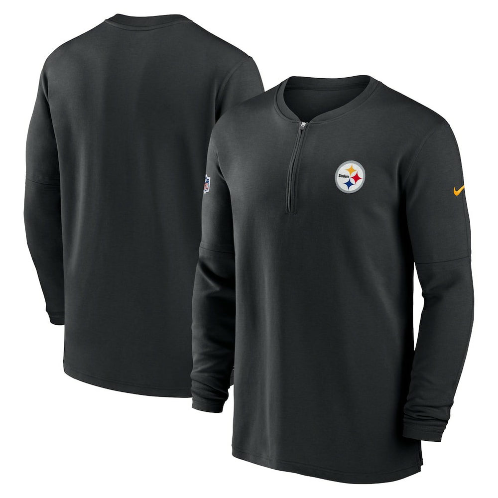Pittsburgh Steelers 2023 Sideline Performance Long Sleeve Tri-Blend Quarter-Zip Top - Black Tops