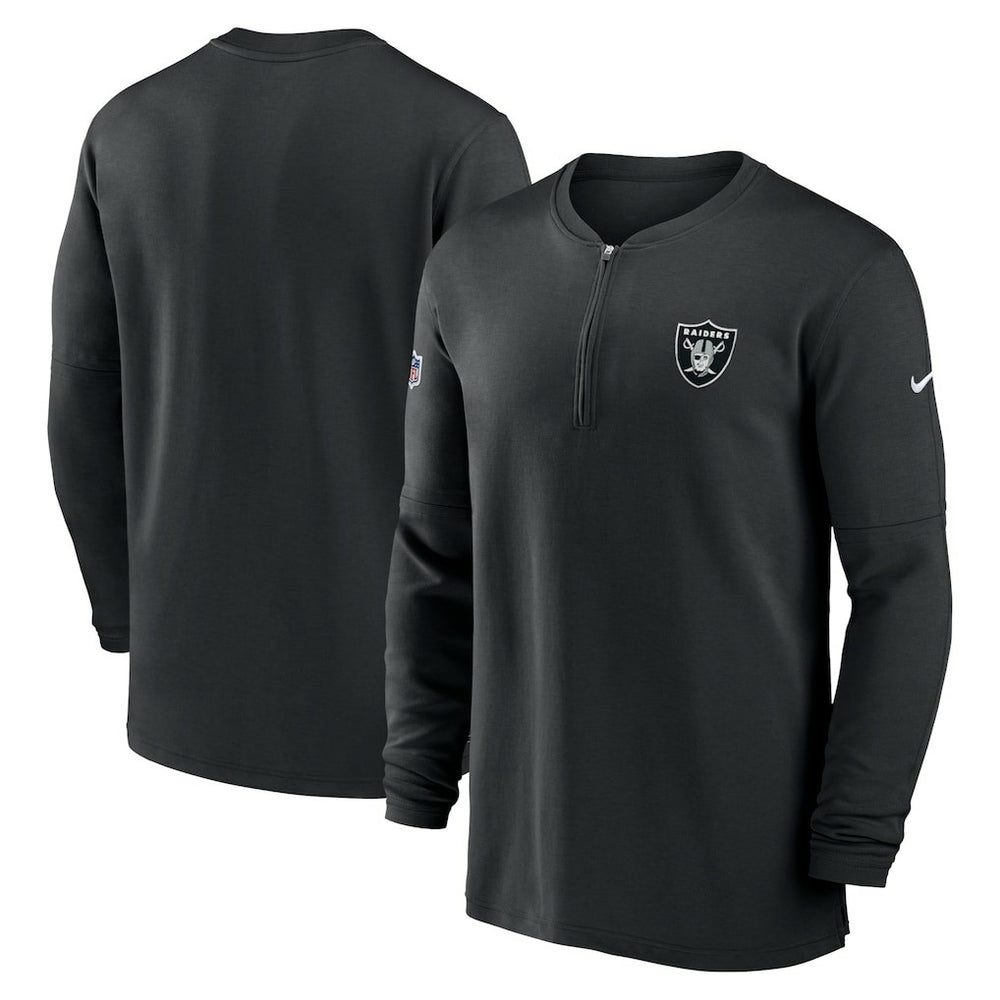 Las Vegas Raiders 2023 Sideline Performance Long Sleeve Tri-Blend Quarter-Zip Top - Black Tops