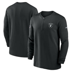 Las Vegas Raiders 2023 Sideline Performance Long Sleeve Tri-Blend Quarter-Zip Top - Black Tops