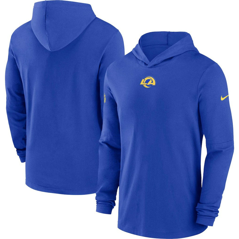 Los Angeles Rams Sideline Performance Long Sleeve Hoodie T-Shirt - Royal Hoodies