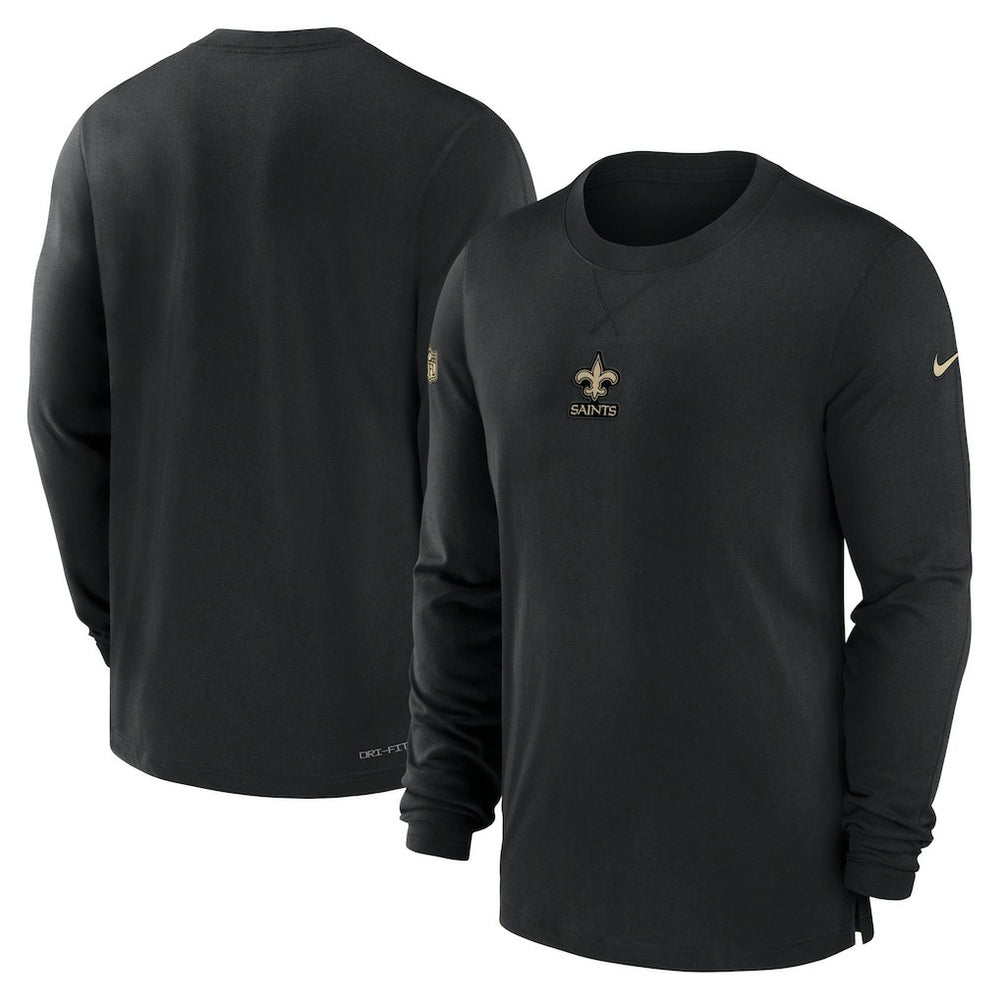 New Orleans Saints 2023 Sideline Performance Long Sleeve T-Shirt - Black T-shirts