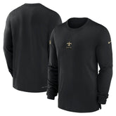 New Orleans Saints 2023 Sideline Performance Long Sleeve T-Shirt - Black T-shirts