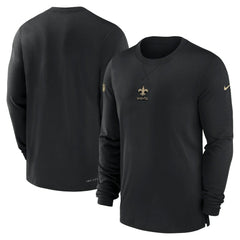 New Orleans Saints 2023 Sideline Performance Long Sleeve T-Shirt - Black T-shirts