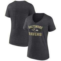 Baltimore Ravens Women's Victory Arch Team V-Neck T-Shirt - Charcoal T-shirts