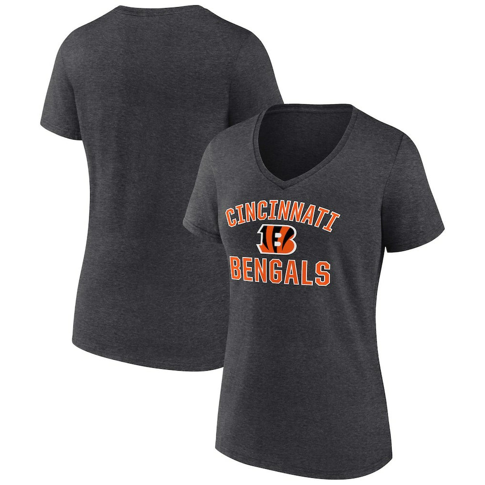 Cincinnati Bengals Women's Victory Arch Team V-Neck T-Shirt - Charcoal T-shirts