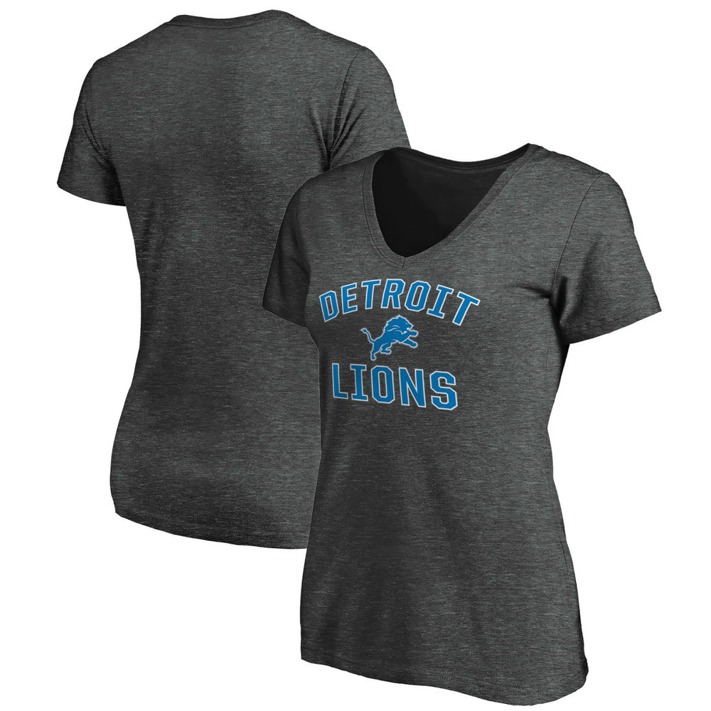 Detroit Lions Women's Victory Arch Team V-Neck T-Shirt - Charcoal T-shirts