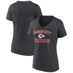 Kansas City Chiefs Women's Victory Arch Team V-Neck T-Shirt - Charcoal T-shirts