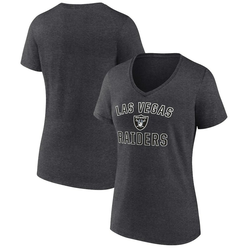 Las Vegas Raiders Women's Victory Arch Team V-Neck T-Shirt - Charcoal T-shirts