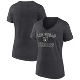 Las Vegas Raiders Women's Victory Arch Team V-Neck T-Shirt - Charcoal T-shirts