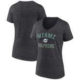 Miami Dolphins Women's Victory Arch Team V-Neck T-Shirt - Charcoal T-shirts