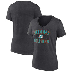 Miami Dolphins Women's Victory Arch Team V-Neck T-Shirt - Charcoal T-shirts