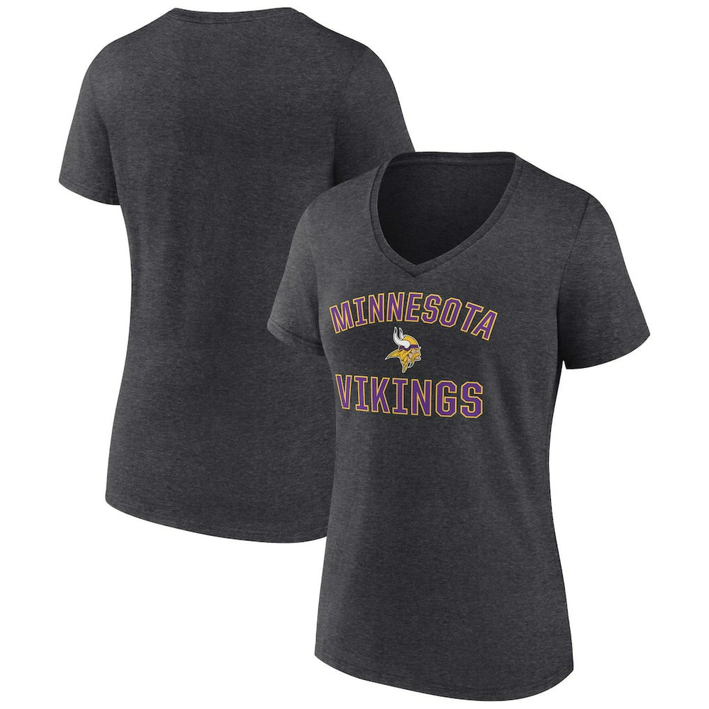 Minnesota Vikings Women's Victory Arch Team V-Neck T-Shirt - Charcoal T-shirts
