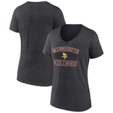 Minnesota Vikings Women's Victory Arch Team V-Neck T-Shirt - Charcoal T-shirts