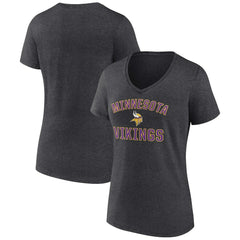 Minnesota Vikings Women's Victory Arch Team V-Neck T-Shirt - Charcoal T-shirts