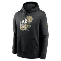 New Orleans Saints Rewind Club Pullover Hoodie - Black Hoodies
